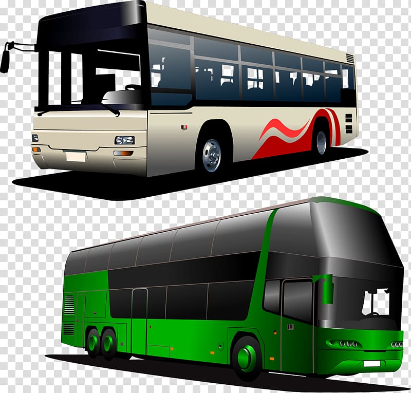 two beige and green bus , Tour bus service Coach , bus transparent background PNG clipart