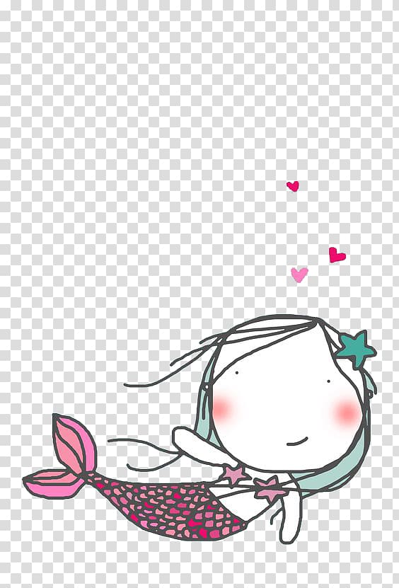 Drawing Mermaid Illustrator Illustration, Mermaid with heart transparent background PNG clipart