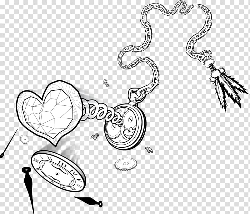 Drawing Line art Cartoon Body Jewellery , time flies transparent background PNG clipart