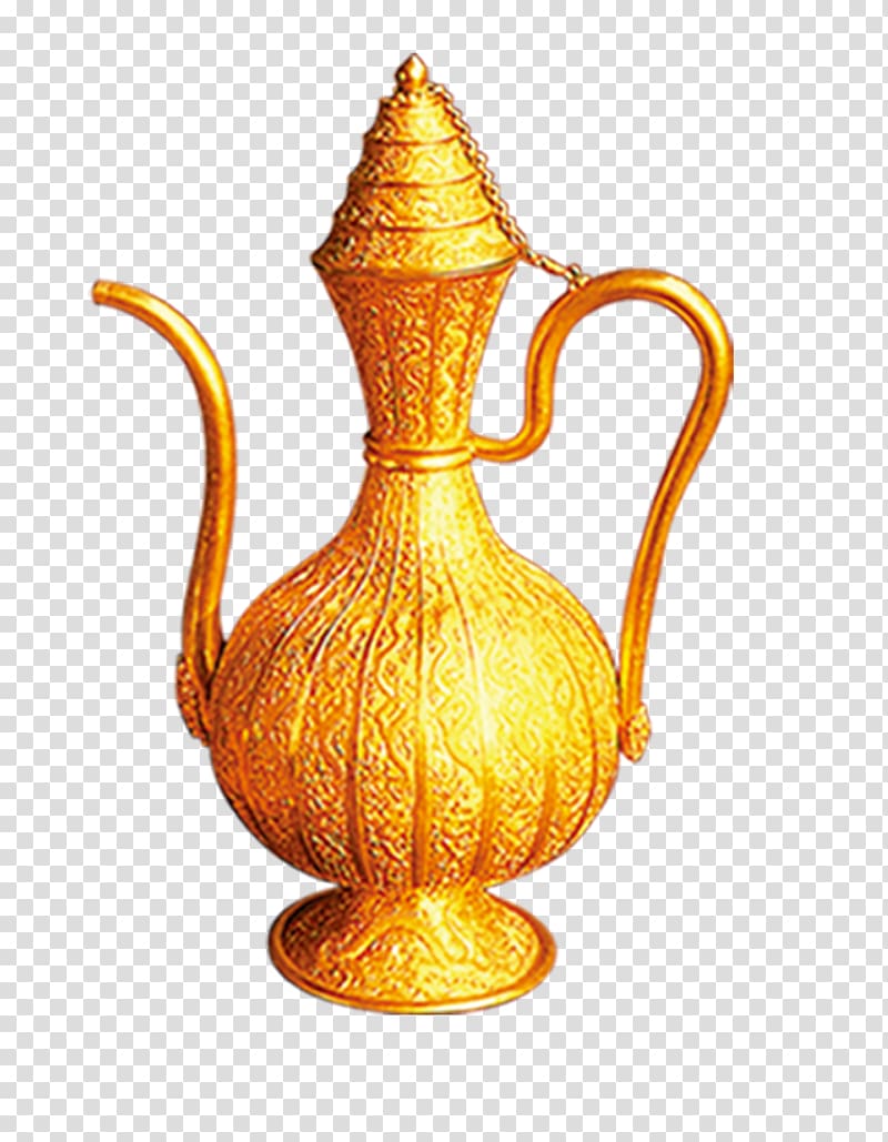 Baijiu Sake set Flagon Bottle, Golden bottle transparent background PNG clipart