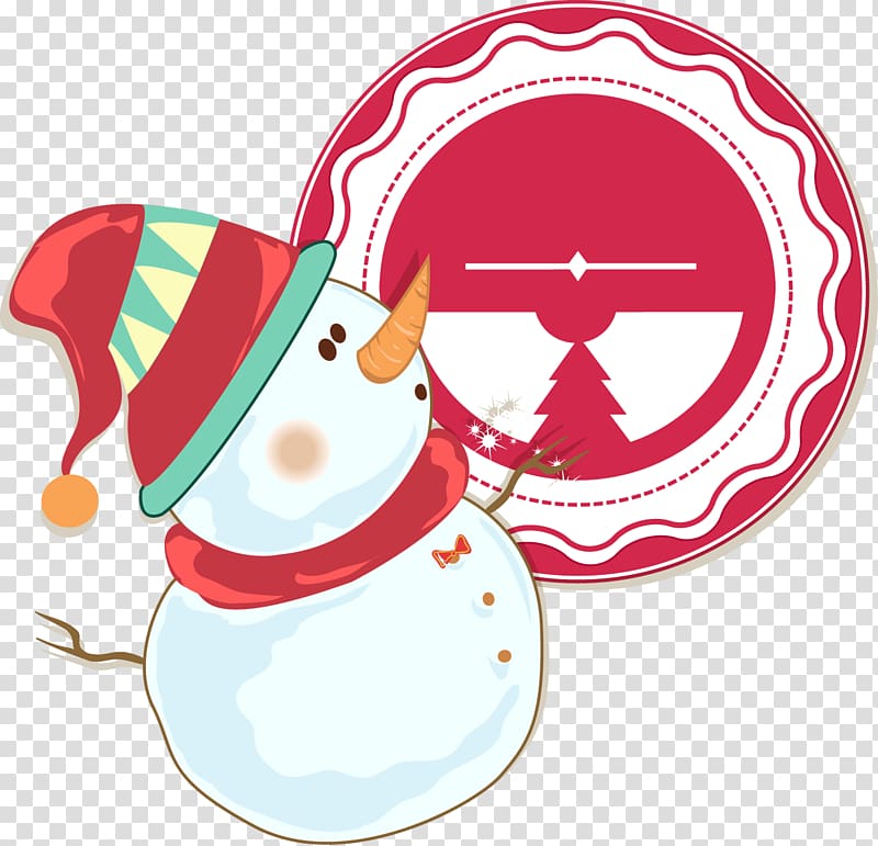Christmas Snowman Illustration, Snowman and Flag transparent background PNG clipart