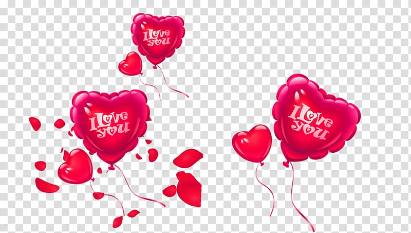 Heart Balloon Garden roses, Red heart-shaped balloon transparent background PNG clipart