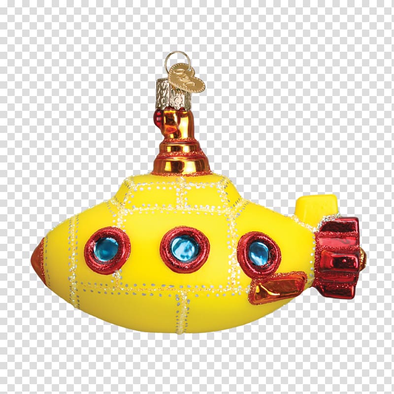 Christmas ornament Yellow Submarine The Beatles, hand-painted food material transparent background PNG clipart
