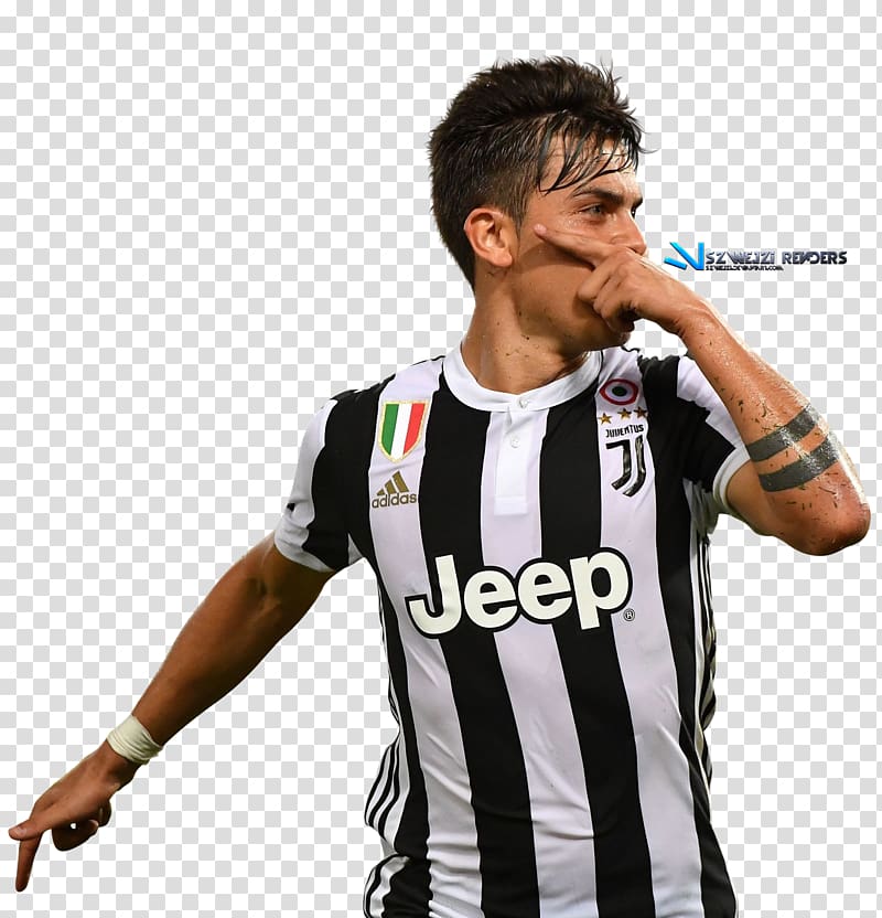 man in white and black striped jersey, Paulo Dybala Juventus F.C. Serie A FIFA 17 Argentina national football team, Fade transparent background PNG clipart