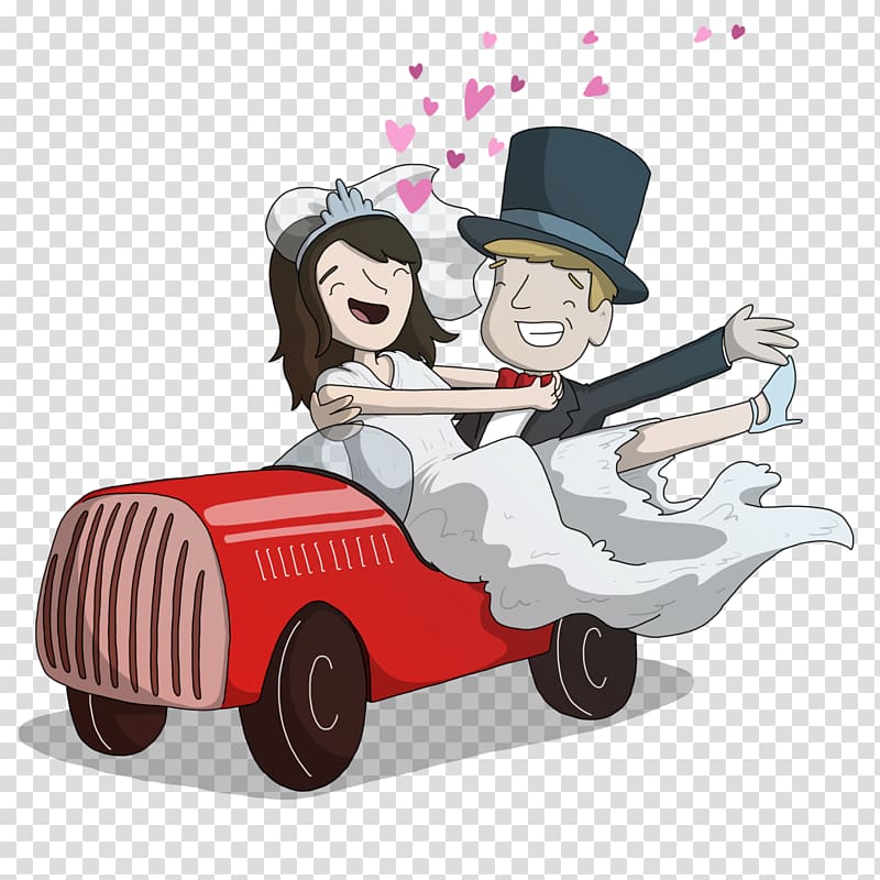 Cartoon , Just Married transparent background PNG clipart.