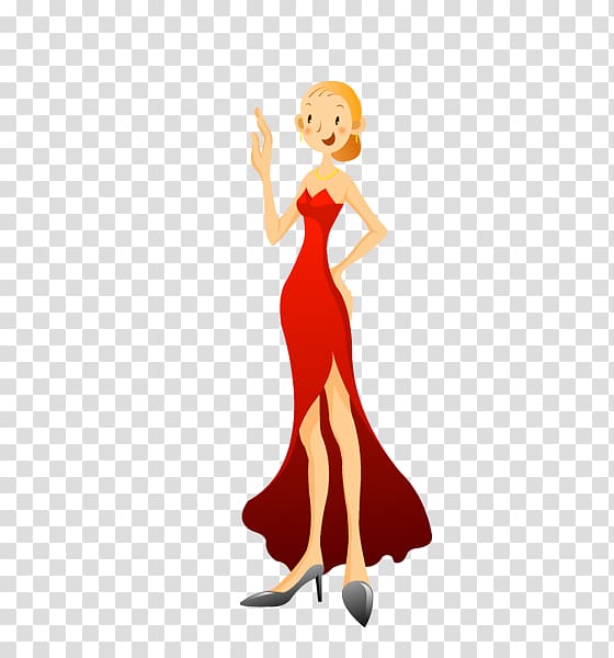 Dress Woman Formal wear, Girl red dress creative people transparent background PNG clipart