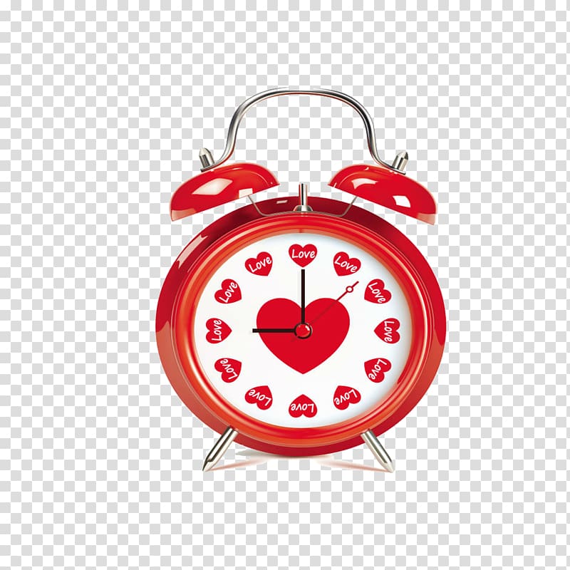 Alarm clock Heart , Red alarm clock transparent background PNG clipart