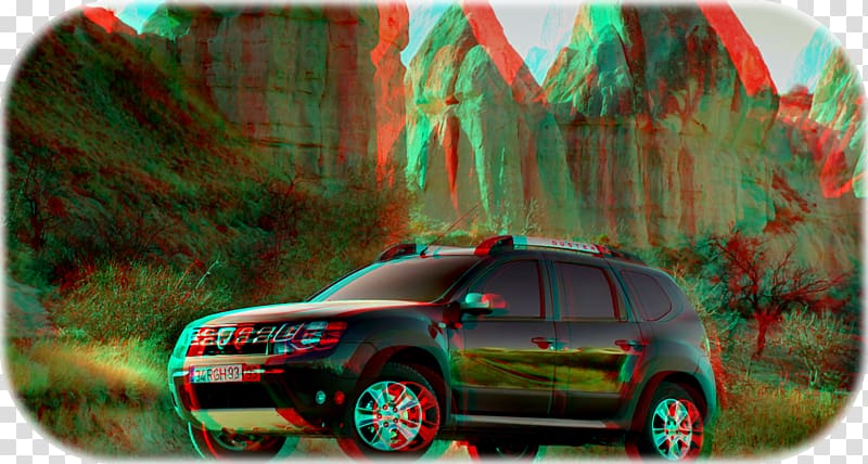 Car Anaglyph 3D YouTube 3D film, car transparent background PNG clipart