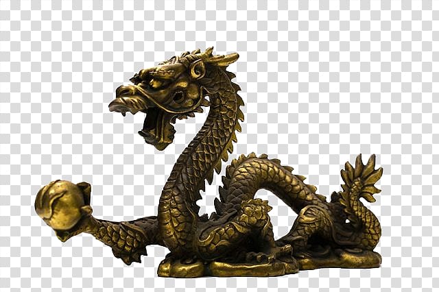 China Chinese dragon Bronze, The real Bronze Dragon Pearl transparent background PNG clipart