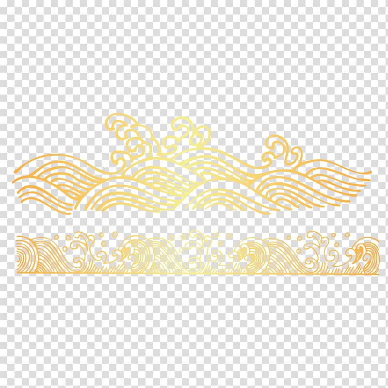 yellow floral illustration, Line Wind wave, Golden lines of the waves material transparent background PNG clipart