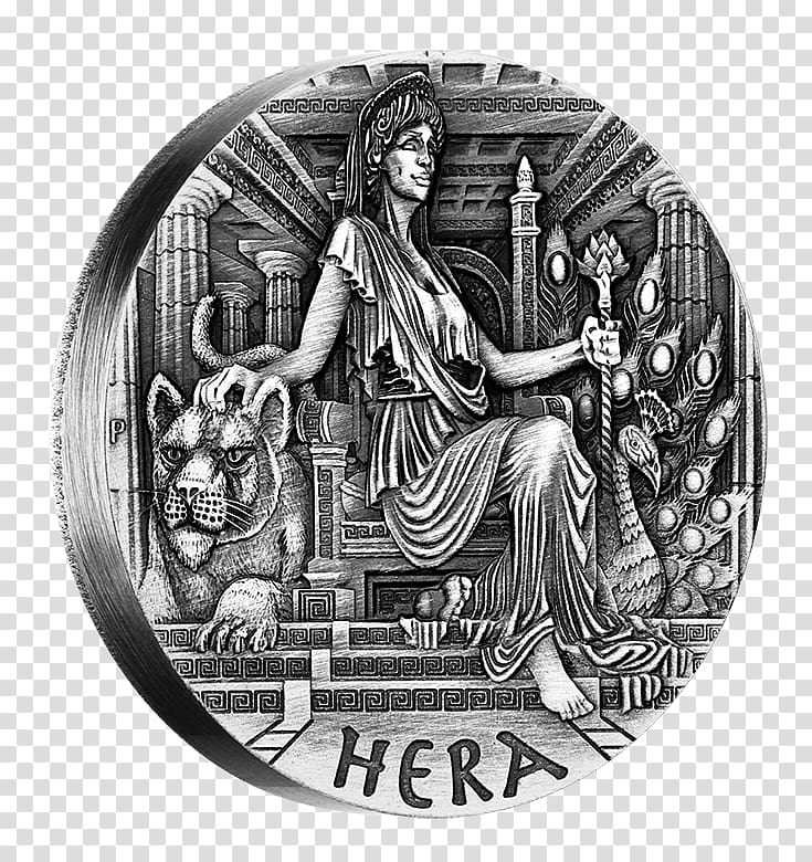 Hera Mount Olympus Silver Goddess Coin, silver transparent background PNG clipart