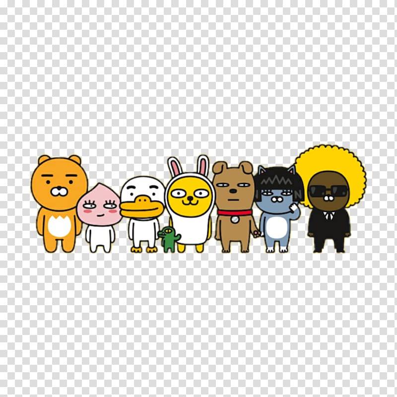 cartoon characters illustration, South Korea Kakao Friends KakaoTalk YouTube, kakao friends transparent background PNG clipart