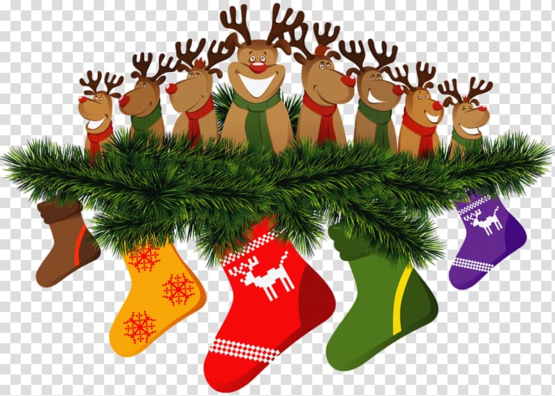 Rudolph The Rednose Reindeer illustration, Reindeer Christmas ornament Christmas ing Christmas gift-bringer, Christmas Deers on Pine Branch transparent background PNG clipart