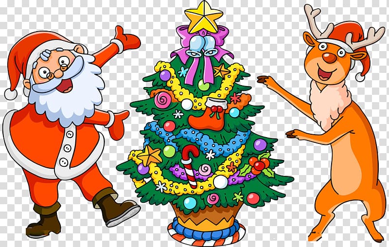 Christmas Tree and Santa Claus. Hand Painted Illustration Stock Image -  Image of pattern, background: 232008521