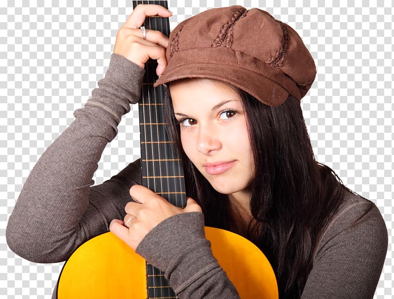 woman holding brown guitar, Acoustic guitar Guitarist Acoustic music String, Girl With Guitar transparent background PNG clipart