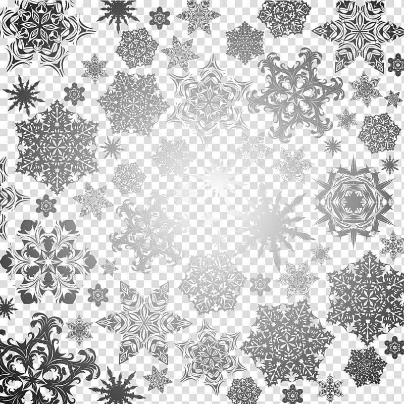 Black and white, Snowflakes black shading transparent background PNG clipart