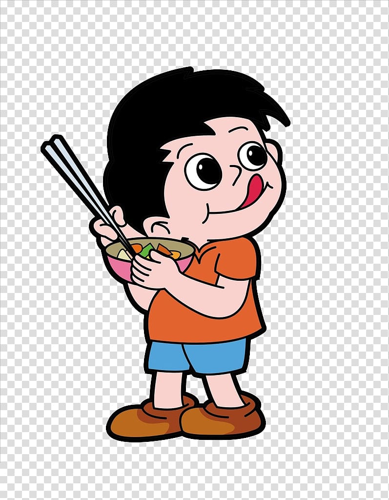 Eating Child Cartoon Illustration, Cartoon child to eat material transparent background PNG clipart