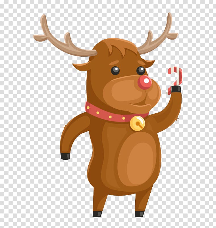 Reindeer Cattle Cartoon Character Illustration, Cartoon Reindeer transparent background PNG clipart