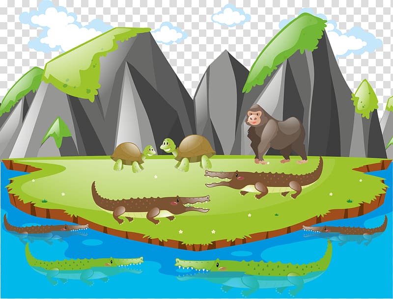 Euclidean Illustration, Animal Island background transparent background PNG clipart