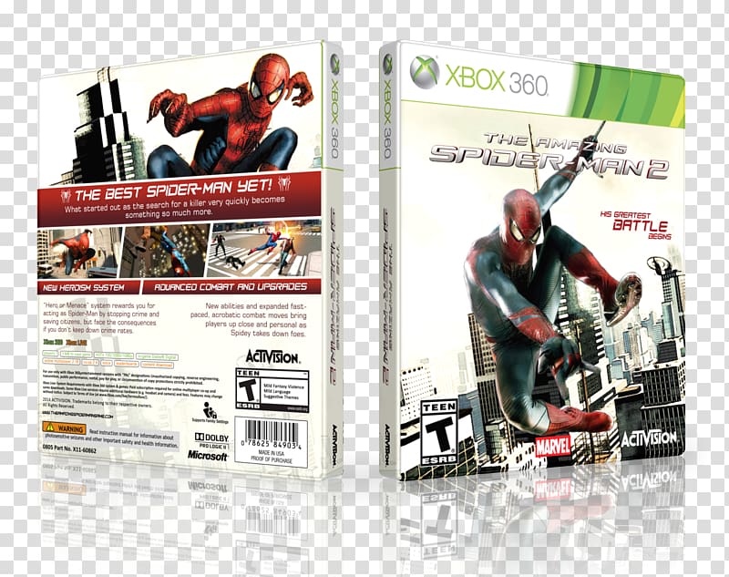 Xbox 360 The Amazing Spider-Man 2, spiderman design transparent background PNG clipart