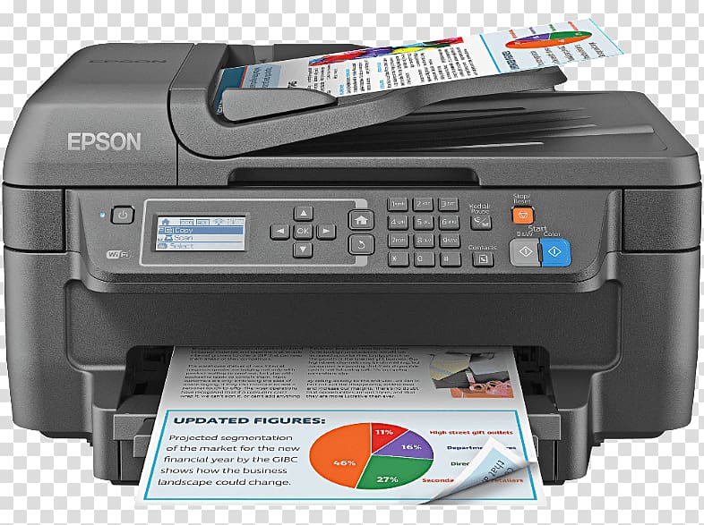 Multi-function printer Epson WorkForce WF-2750 Inkjet printing, printer transparent background PNG clipart