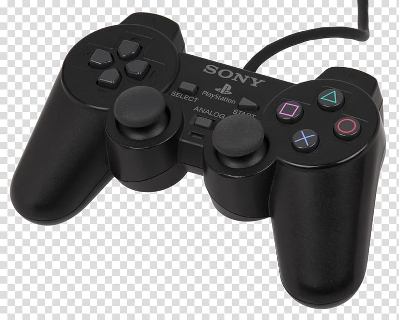 Black PlayStation 2 Game controller DualShock Video game, Sony Playstation transparent background PNG clipart