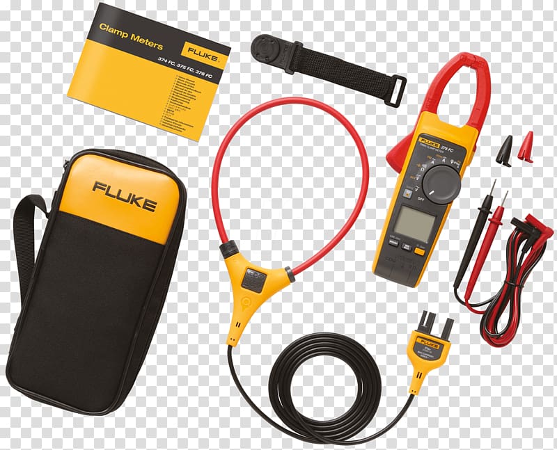 Current clamp Fluke Corporation True RMS converter Multimeter Alternating current, Clamp transparent background PNG clipart