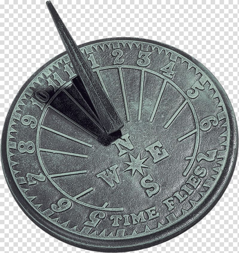 gray sundial illustration, Sun Dial Time Flies transparent background PNG clipart