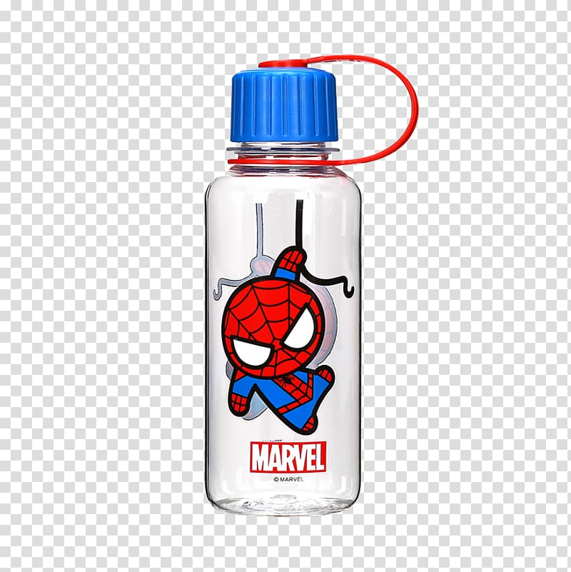 Cup Plastic Water bottle Glass Cartoon, Spiderman glass transparent background PNG clipart