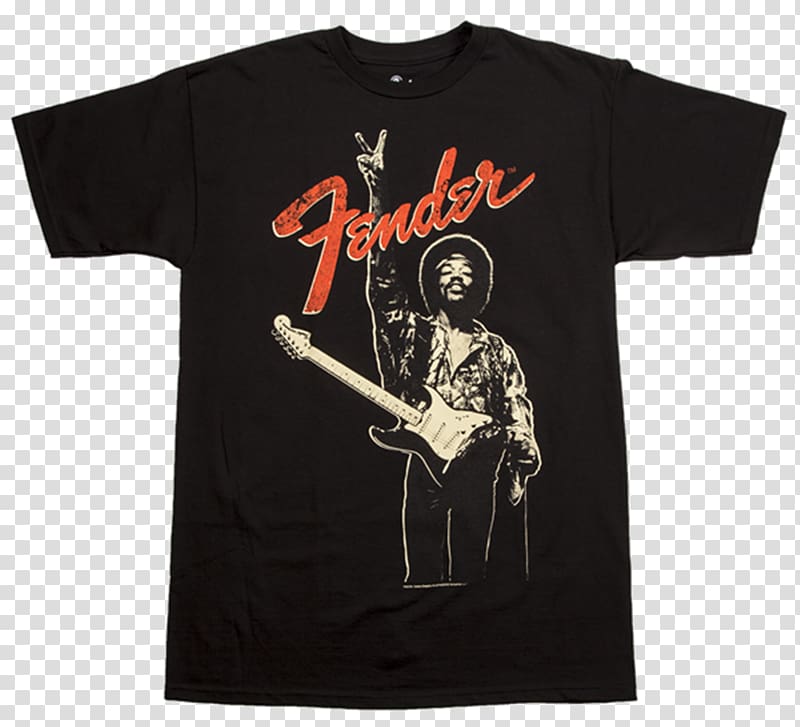 T-shirt Fender Jimi Hendrix Stratocaster Fender Musical Instruments Corporation, T-shirt transparent background PNG clipart