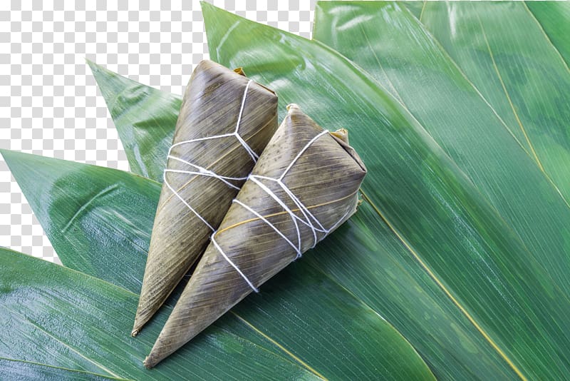 Zongzi Rice pudding Suman Bxe1nh chu01b0ng Rice cake, 2 dumplings on the bamboo leaves transparent background PNG clipart