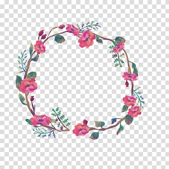 pink floral vines illustration, Flower Wreath frame , Vintage garland transparent background PNG clipart