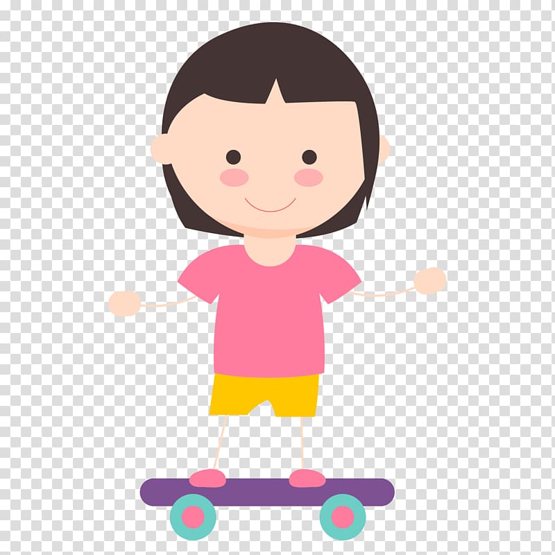 Performance Cartoon Dance, Playing skateboard girl transparent background PNG clipart