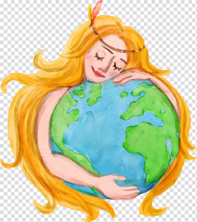 Earth Euclidean Icon, hand painted to protect the earth transparent background PNG clipart