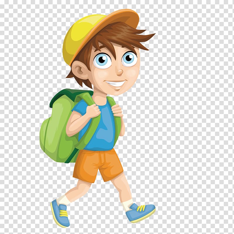 boy with green backpack illustration, Student School , School boy transparent background PNG clipart