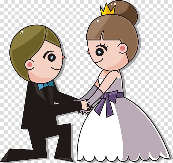 groom kneeling on bride , Wedding invitation Cartoon Marriage, Cartoon transparent background PNG clipart