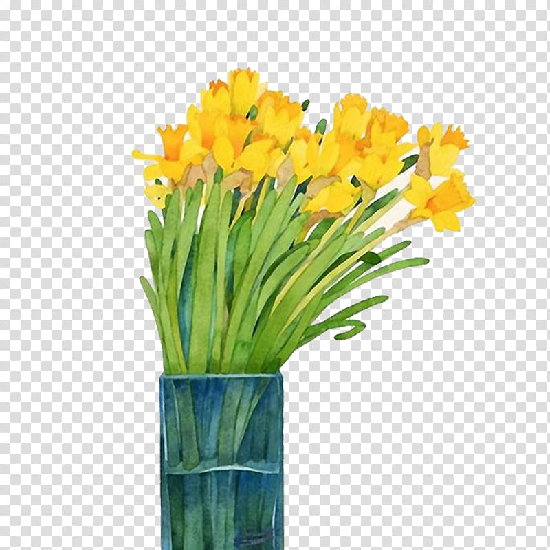 Narcissus Watercolor painting Daffodil, Vase Narcissus transparent background PNG clipart