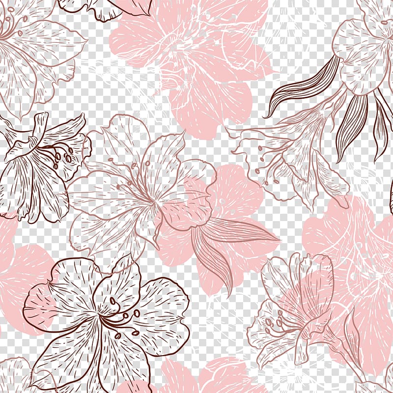 pink and brown flowers , Flower Leaf Pink Petal, Hand painted pink flowers leaves transparent background PNG clipart