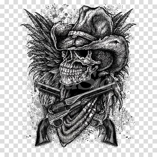 Hoodie T-shirt Cowboy hat Skull, Skull Bikers transparent background PNG clipart