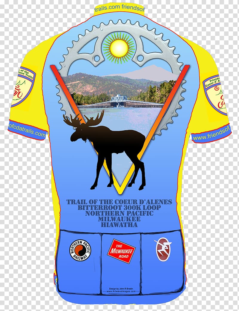 Trail of the Coeur d\'Alenes T-shirt Friends of the Coeur d\'Alene Bike Trail Cycling jersey, alternate route keystone pipeline transparent background PNG clipart