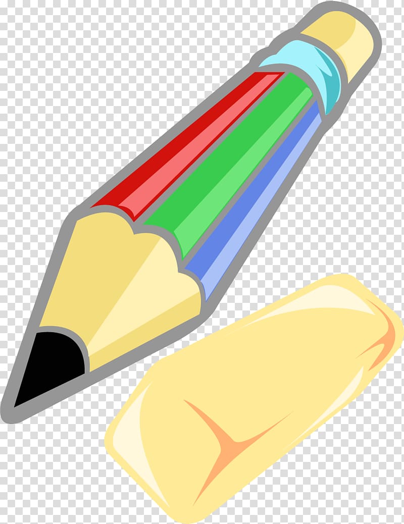 Paper Eraser Pencil, hand-drawn color pencil and eraser transparent background PNG clipart