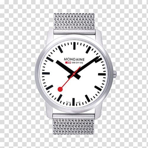 Mondaine Watch Ltd. Swiss railway clock Strap Leather, SBB sapphire crystal watch transparent background PNG clipart
