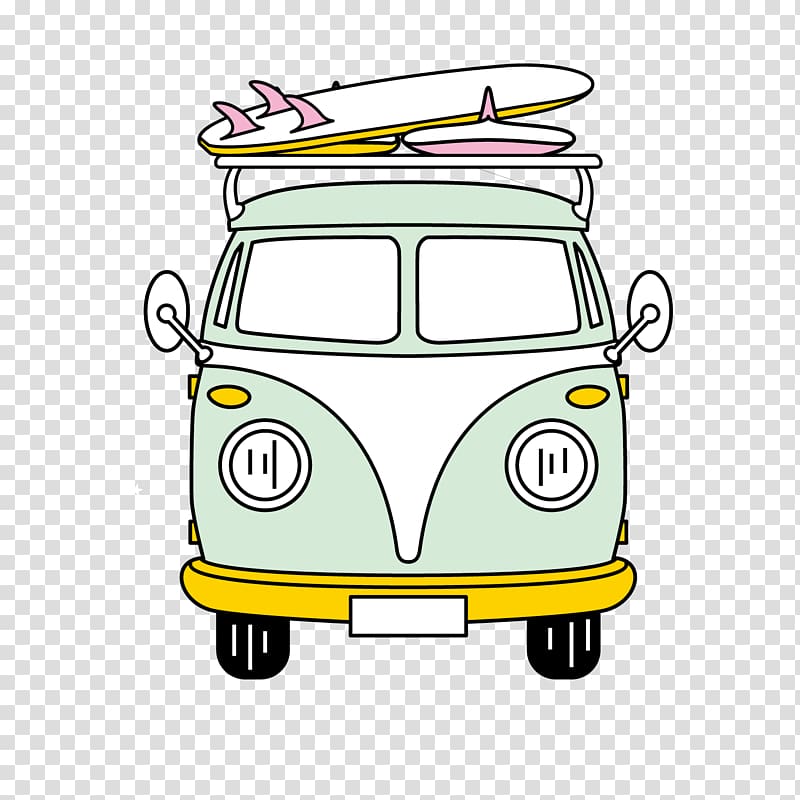 green and white Volkswagen Type 2 T1 van illustration, Volkswagen Type 2 Van Volkswagen California Car, Cartoon Bus transparent background PNG clipart