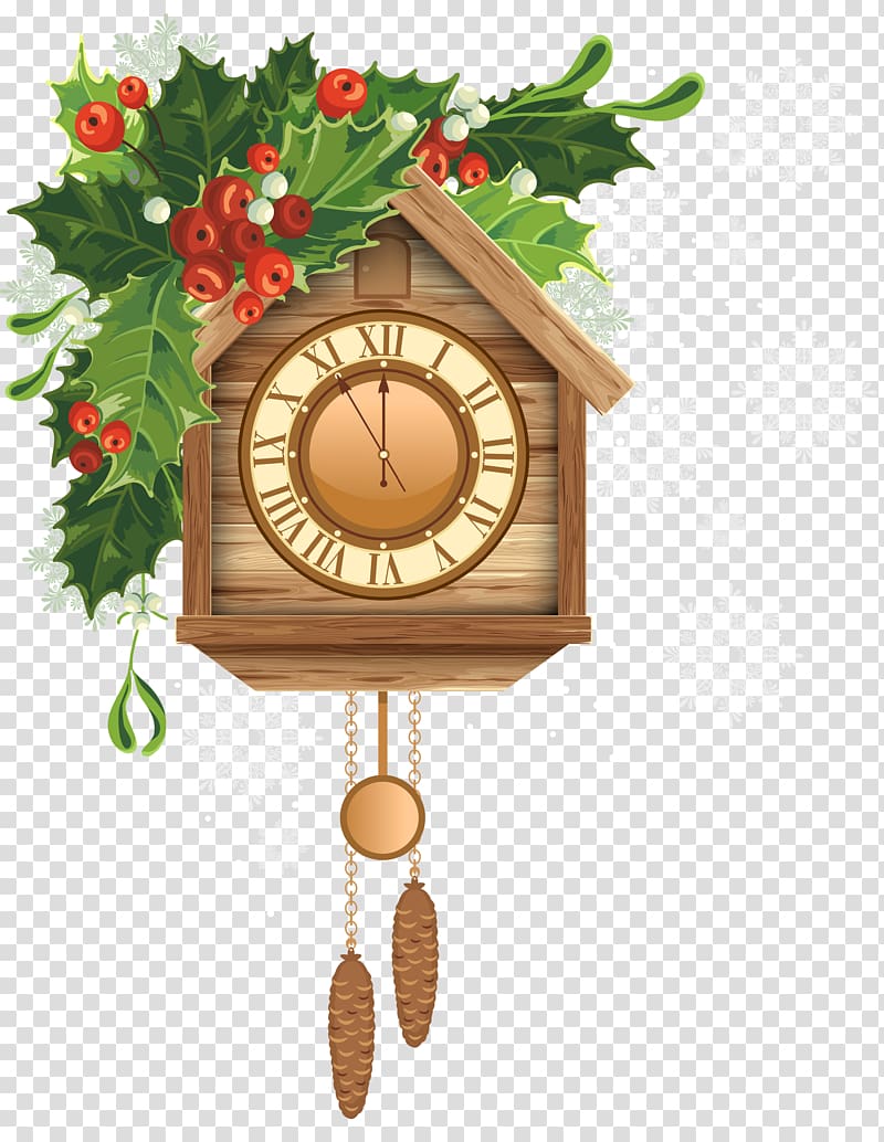 brown pendulum clock , Cuckoo clock , Christmas Cuckoo Clock transparent background PNG clipart