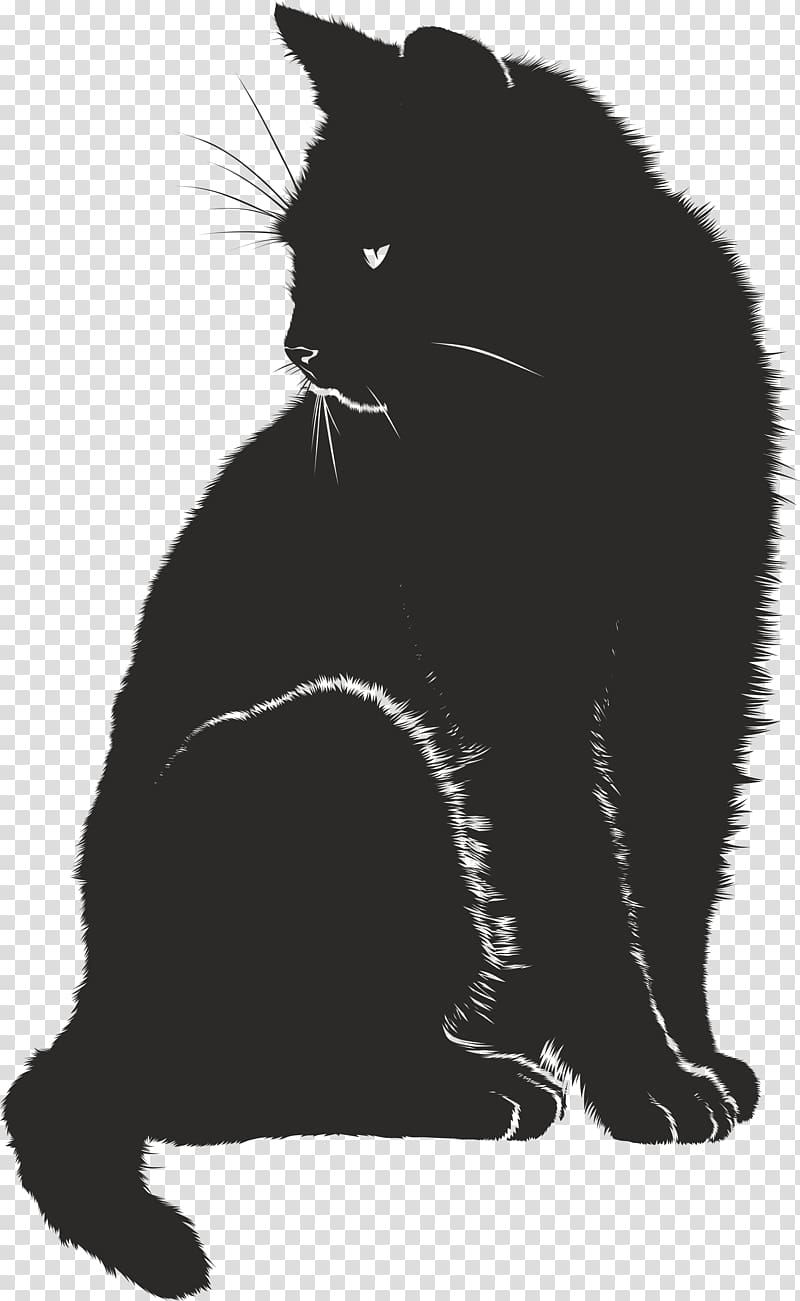 Cat Pet sitting Kitten , black and white transparent background PNG clipart