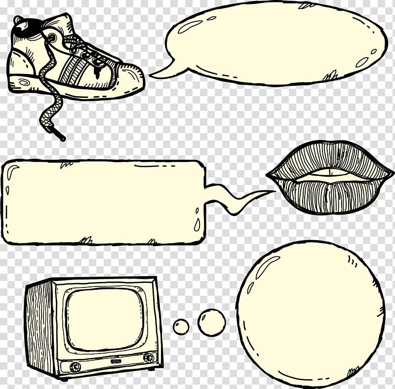Speech balloon Cartoon Drawing Shoe, Sketch shoes lips TV and dialogs transparent background PNG clipart
