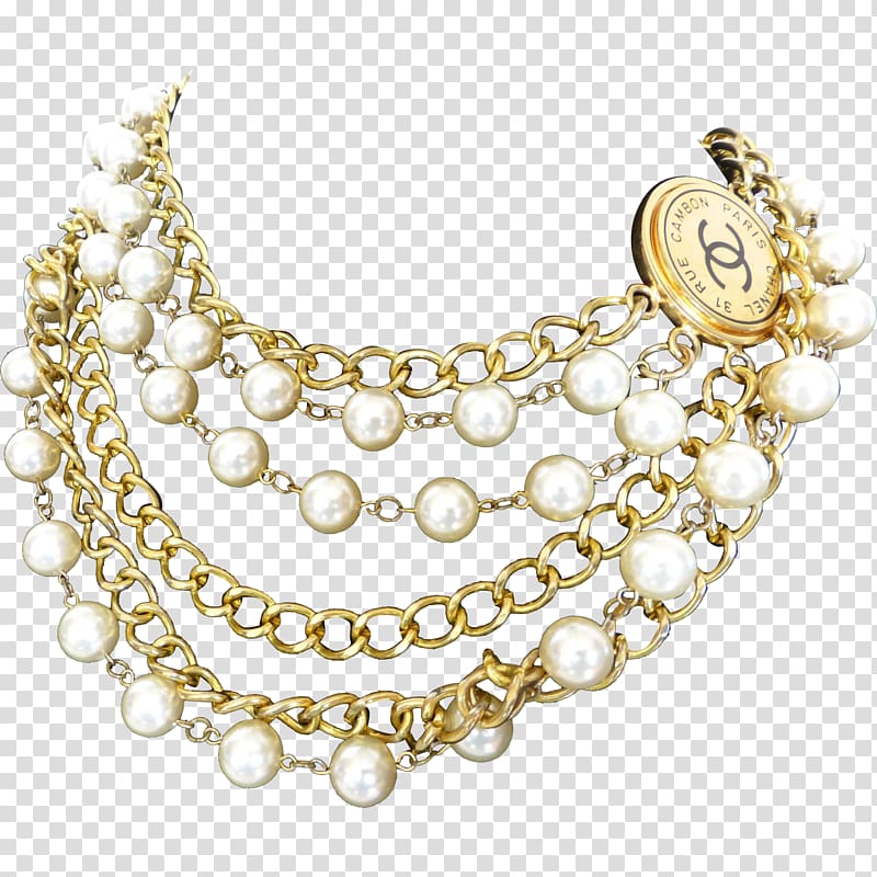 Pearl Necklace Chanel Earring Chain, necklace transparent background PNG clipart