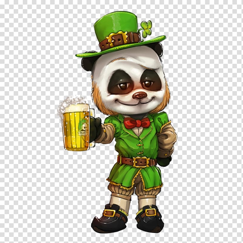 Giant panda Drawing Digital art Painting Irish people, clover transparent background PNG clipart