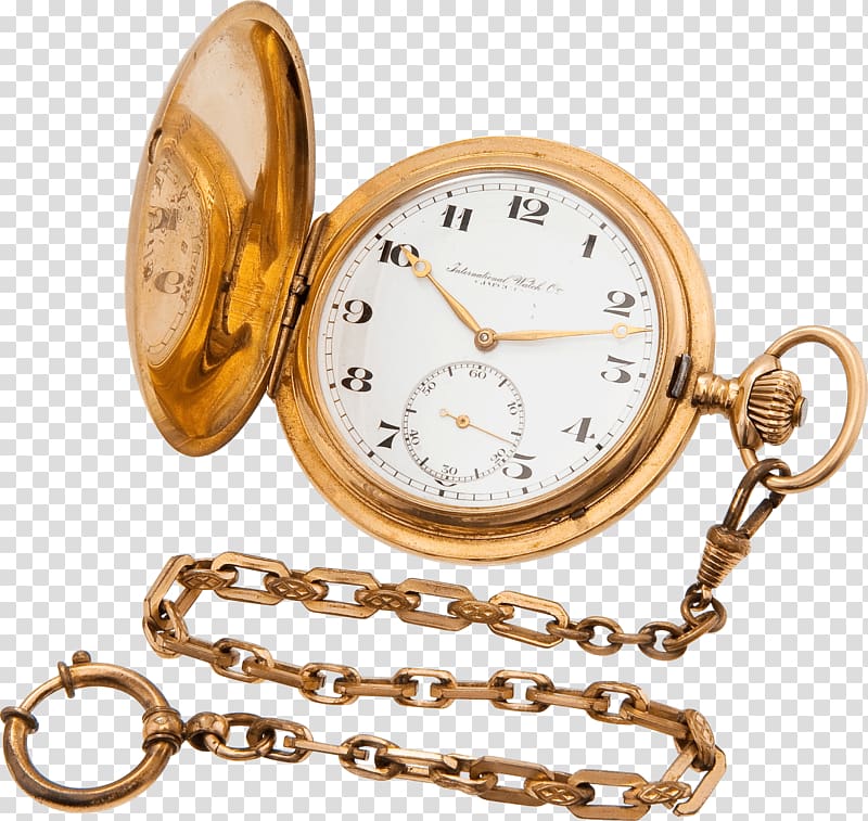 gold-colored pocket watch display 10:12, Gold Pocket Watch Clock transparent background PNG clipart