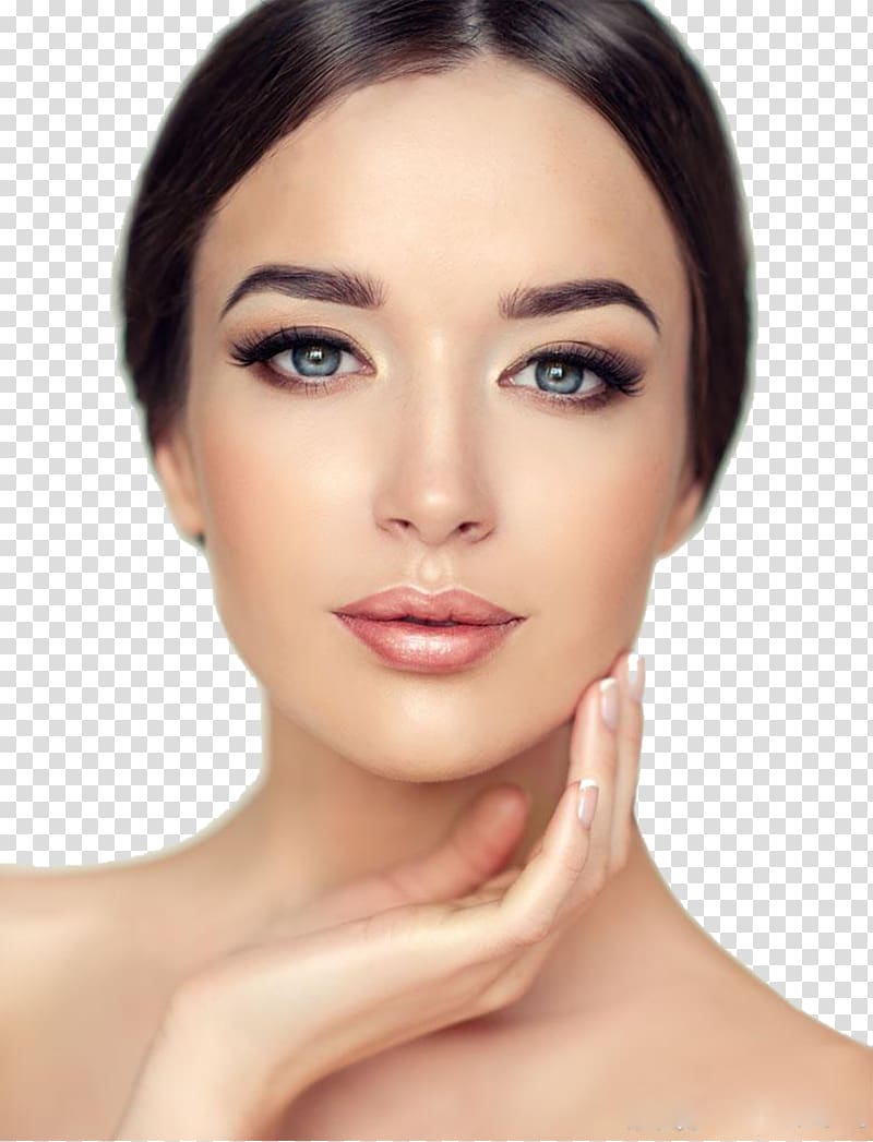 Lotion Facial Woman Cosmetics, Face woman face face closeup, woman with pink lipstick portrait transparent background PNG clipart